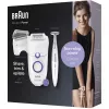 Braun Silk-épil 5 5-825 Power Epilators, Balts/Rozā, 28 pincetes, MicroGrip, vads