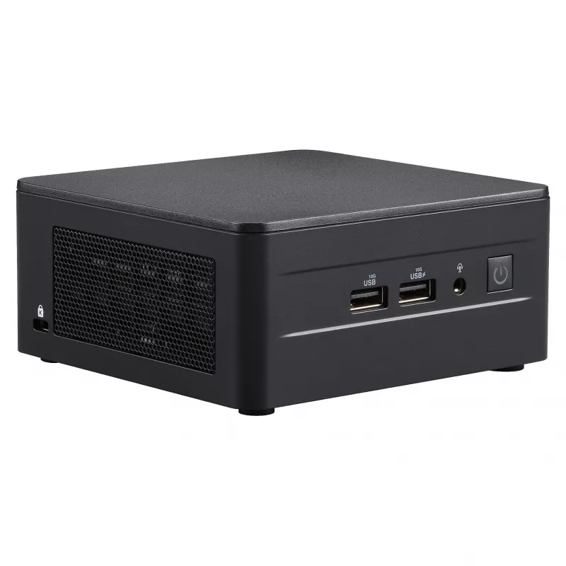 ASUS NUC 13 Pro Tall Kit RNUC13L3HV500000I - Barebone - Mini-PC - Intel Core i5-1350P - Bez RAM - Bez krātuves - Intel Iris Xe Graphics - Wi-Fi 6E - Bluetooth 5.3 - 2.5GbE - vPro - Melns