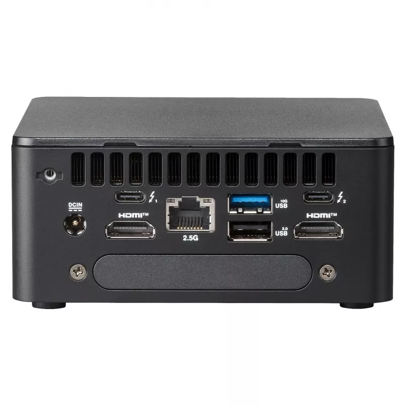 ASUS NUC 13 Pro Tall Kit RNUC13L3HV500000I - Barebone - Mini-PC - Intel Core i5-1350P - Bez RAM - Bez krātuves - Intel Iris Xe Graphics - Wi-Fi 6E - Bluetooth 5.3 - 2.5GbE - vPro - Melns