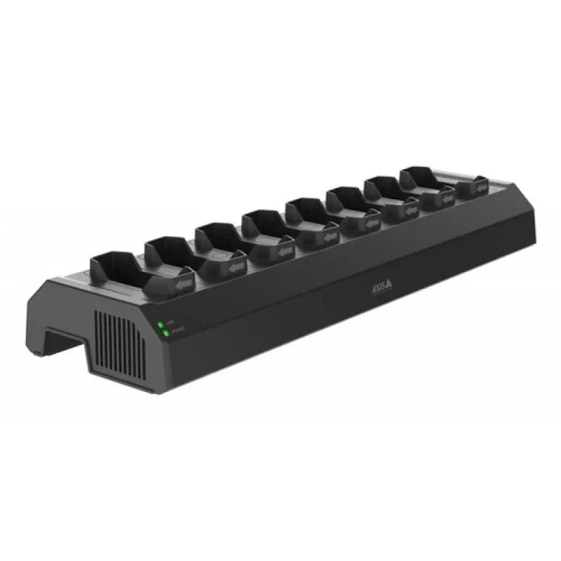 Axis W701 Mk II Docking Station - 8 Bay Charging and Synchronizing Station for Body Worn Cameras - 120W - Black (NCS S 9000-N) - European Plug