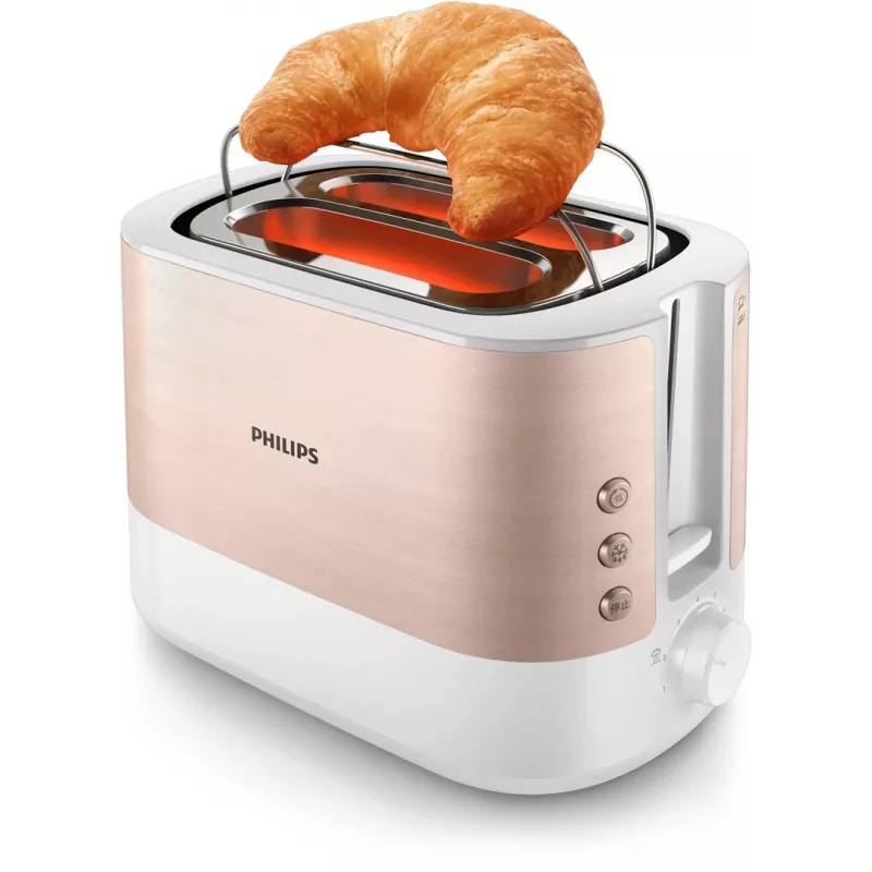 Philips Viva Collection HD2638/11 Toaster 2 Slice 950 W Rose Gold, White