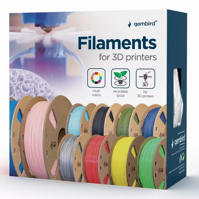 Gembird 3DP-PLA+1.75-02-BK PLA+ Filaments 1.75 mm Melns 1 kg