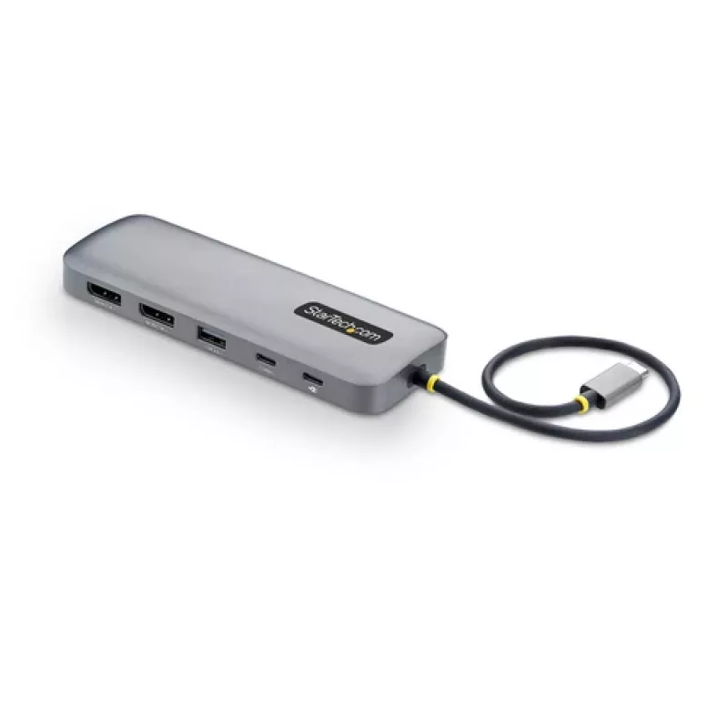 StarTech.com 189B-USBC-MULTIPORT USB-C uz Dual DisplayPort Multiport Hub - 2x DP 1.4, 4K 60Hz, USB-A 3.0, Gigabit Ethernet, 100W PD caurlaidība