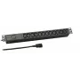EFB Electronics EK631CC.1 19 inch 1U Strāvas sadales bloks (PDU) ar 12x C13 ligzdām, C14 ieeju, 2m kabeli, melns