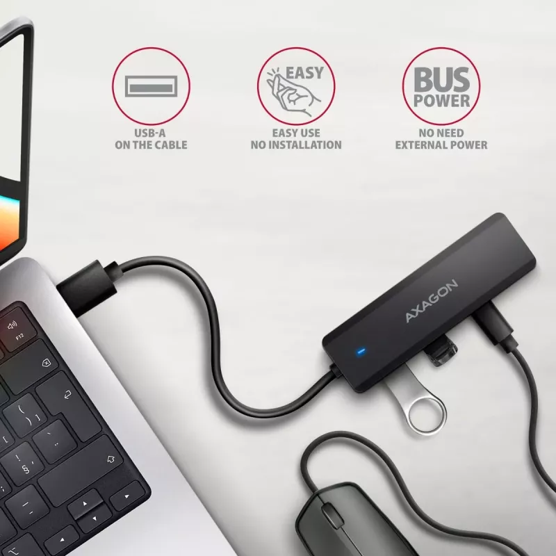 i-tec Axagon HUE-C2A USB-C Hub 4-Port 5 Gbps 2x USB-A + 2x USB-C ar Power Delivery