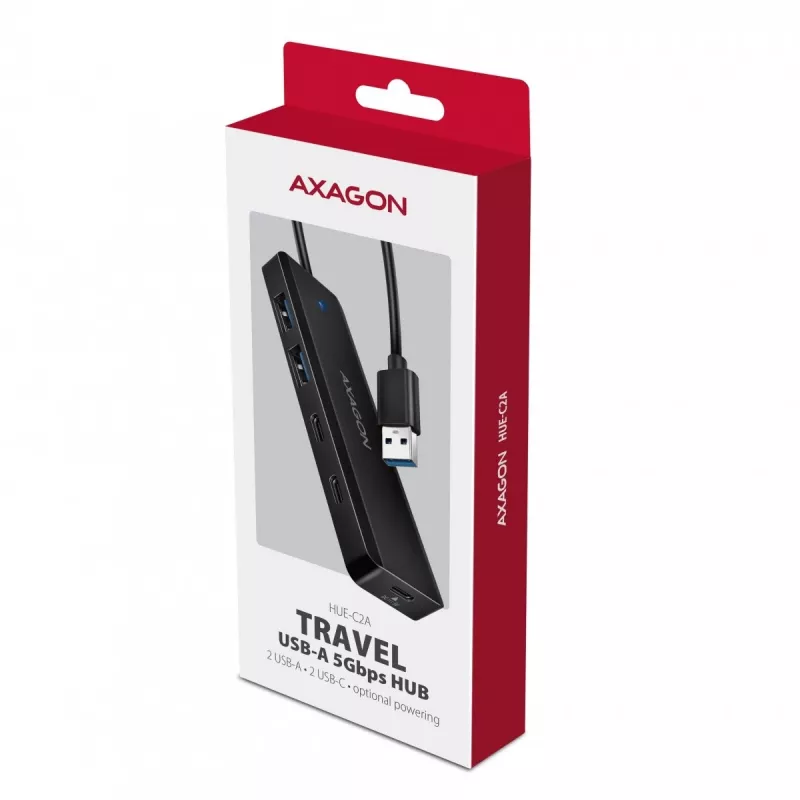 i-tec Axagon HUE-C2A USB-C Hub 4-Port 5 Gbps 2x USB-A + 2x USB-C ar Power Delivery