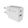 NATEC Ribera sienas lādētājs 1x USB-A + 1x USB-C 20W Balts