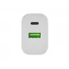 NATEC Ribera sienas lādētājs 1x USB-A + 1x USB-C 20W Balts