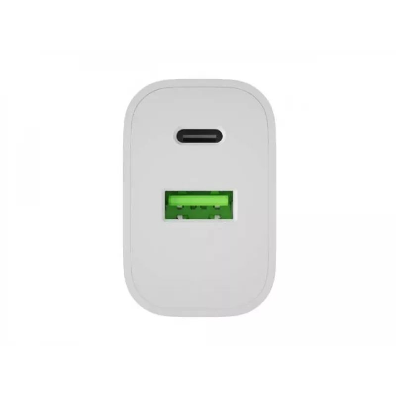 NATEC Ribera sienas lādētājs 1x USB-A + 1x USB-C 20W Balts