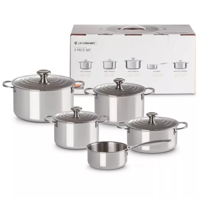 Le Creuset 5-Piece Pot Set - 3-Ply Stainless Steel Cookware Set