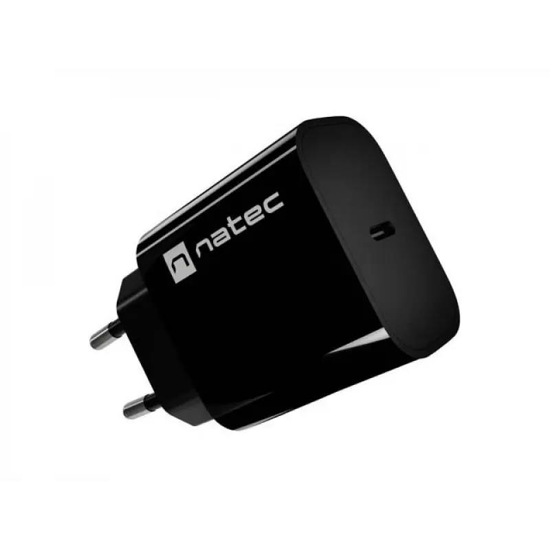 NATEC Ribera USB-C sienas lādētājs 20W Melns