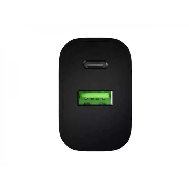 NATEC Ribera sienas lādētājs 1x USB-A + 1x USB-C 20W Melns