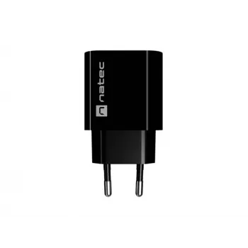 NATEC Ribera sienas lādētājs 1x USB-A + 1x USB-C 20W Melns