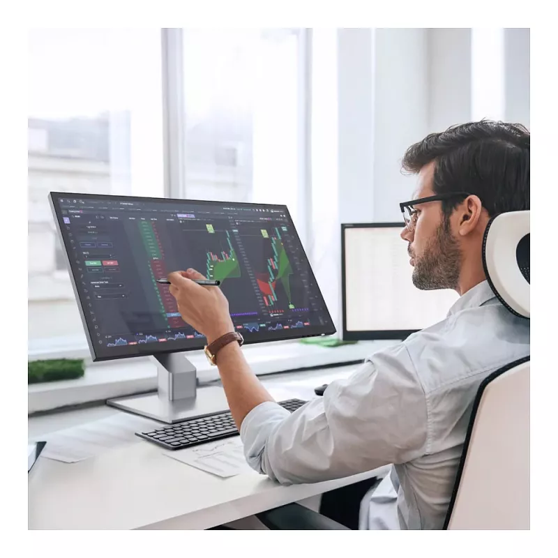 ALOGIC Clarity Fold Touch 27 collu 4K UHD IPS skārienjūtīgais monitors ar tīmekļa kameru, 65W USB-C PD, salokāmu statīvu