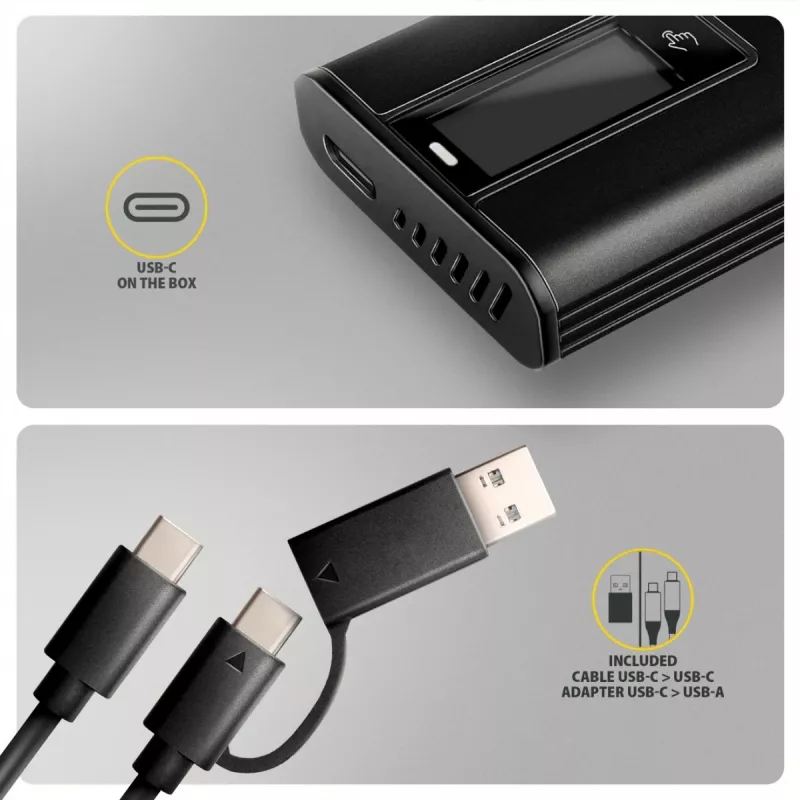 AXAGON EEM2-SD2B ārējais korpuss 10Gbps M.2 NVMe/SATA SSD ar LED displeju, USB-C, melns