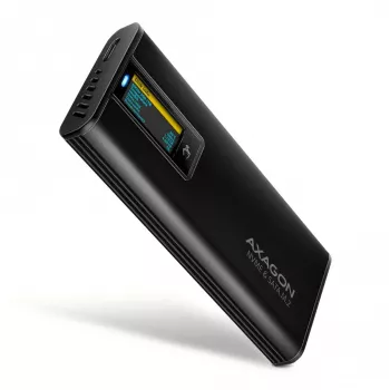 AXAGON EEM2-SD2B ārējais korpuss 10Gbps M.2 NVMe/SATA SSD ar LED displeju, USB-C, melns