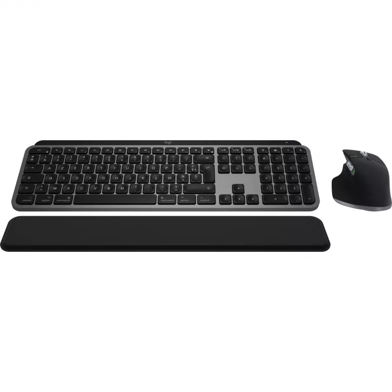 Logitech Master Series MX Keys S Combo for Mac - Bezvadu tastatūras un peles komplekts - Pilna izmēra - Ar fona apgaismojumu - AZERTY franču - Kosmosa pelēks (920-012841)