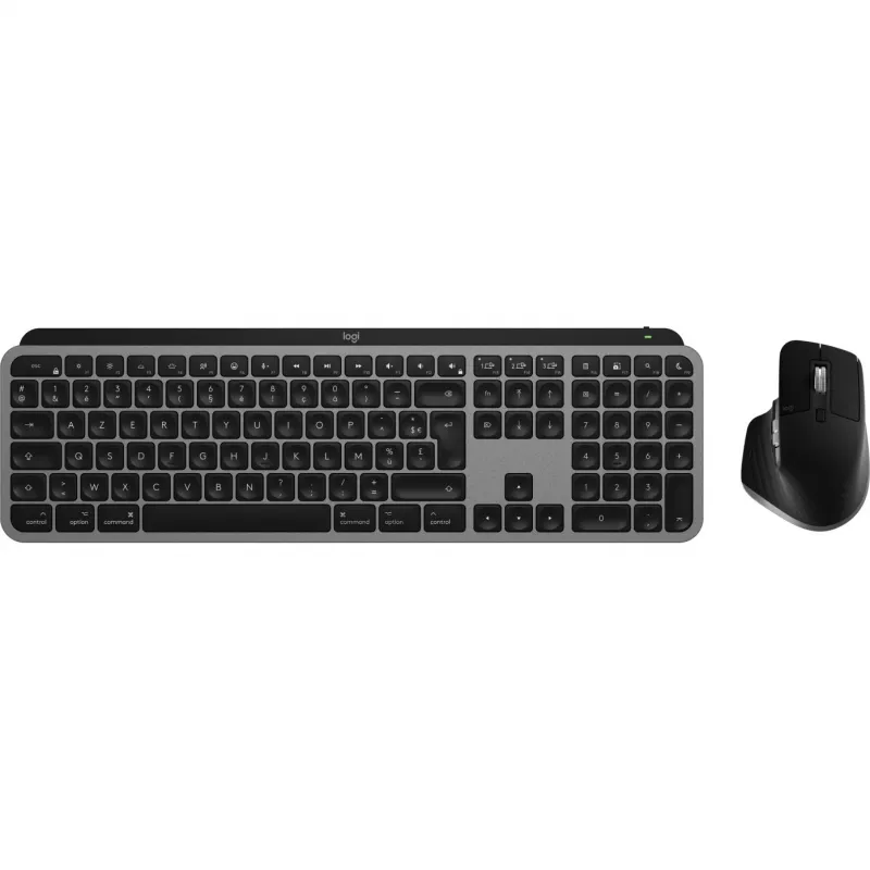Logitech Master Series MX Keys S Combo for Mac - Bezvadu tastatūras un peles komplekts - Pilna izmēra - Ar fona apgaismojumu - AZERTY franču - Kosmosa pelēks (920-012841)