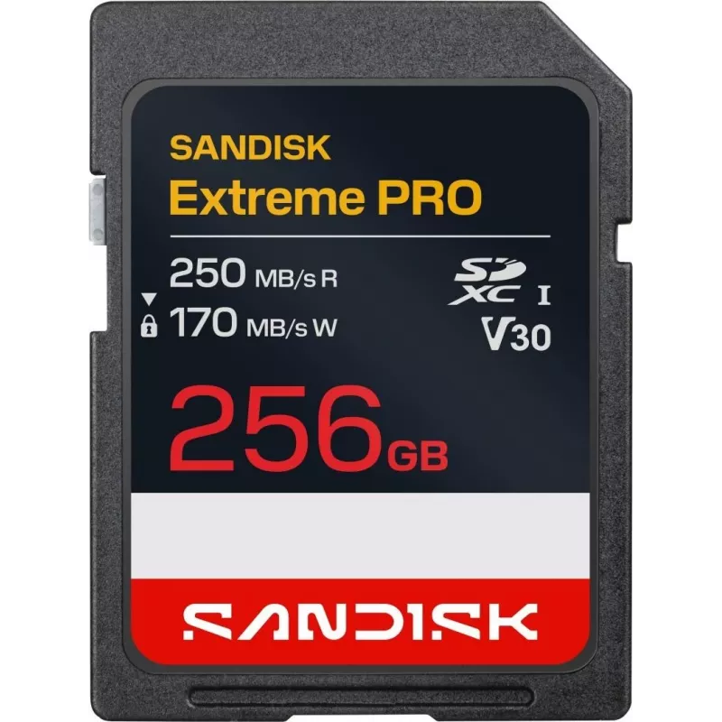 SanDisk Extreme PRO SDXC 256 GB UHS-I V30 atmiņas karte - līdz 250 MB/s lasīšana, 170 MB/s rakstīšana