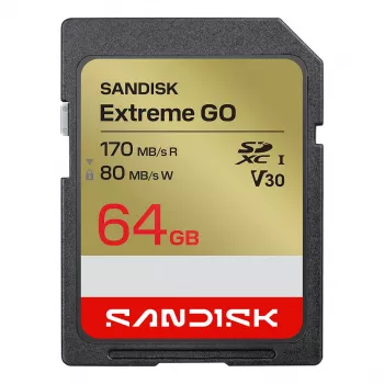 SanDisk Extreme Go SDXC 64GB UHS-I atmiņas karte (170MB/s lasīšana, V30, 4K)