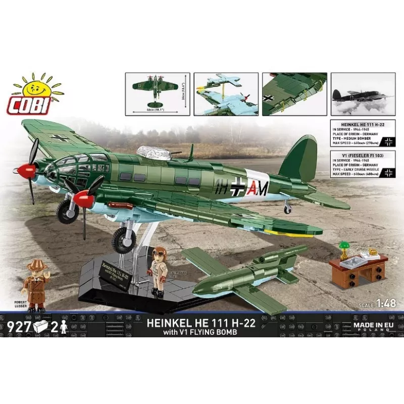 COBI Heinkel HE 111 H-22 ar V1 lidojošo bumbu konstrukcijas bloku komplekts, 927 gabali