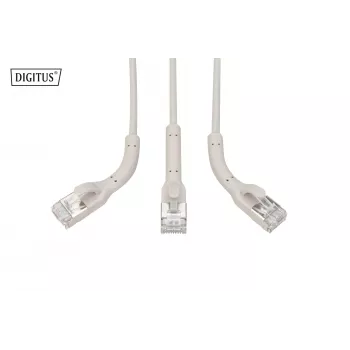 DIGITUS CAT 6A F-FTP Angled Patch Cable, Copper, 1.5 m, Grey, 10 Pieces
