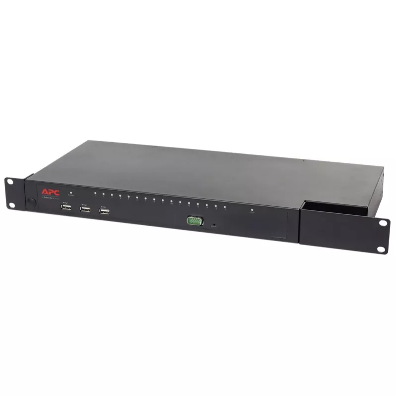 APC KVM1116R KVM Switch - 1 lokālais lietotājs, 16 porti, VGA, USB, 1U statīva montāža