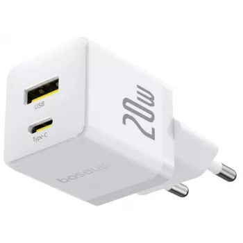 Baseus Palm 65W GaN5 USB-C ātrais lādētājs balts
