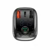 Baseus S-13 Bluetooth FM raidītājs automašīnas lādētājs ar QC 3.0/4.0 PD, brīvroku zvanīšanu, LED displeju, melns