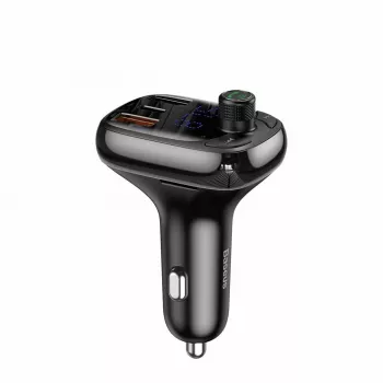 Baseus S-13 Bluetooth FM raidītājs automašīnas lādētājs ar QC 3.0/4.0 PD, brīvroku zvanīšanu, LED displeju, melns