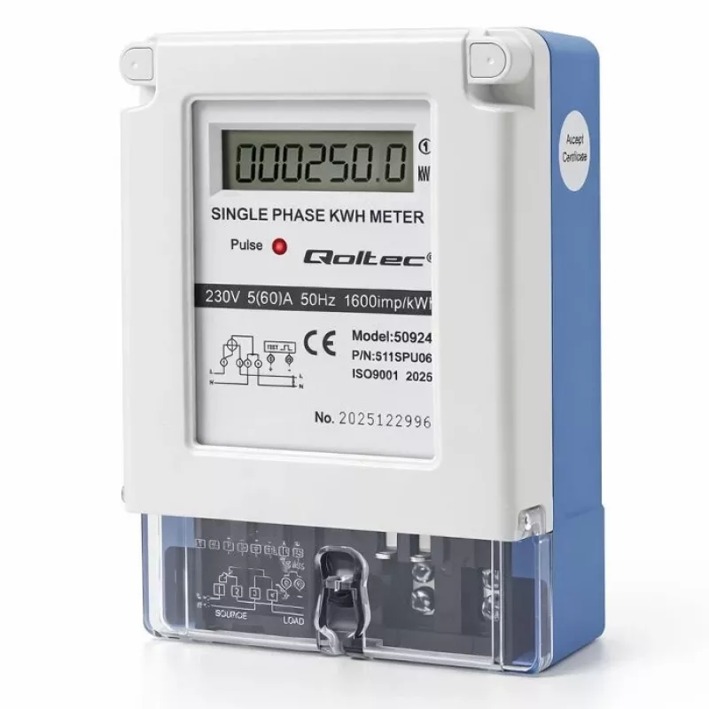 Qoltec Single Phase Electronic Energy Meter 230V 5(60)A LCD