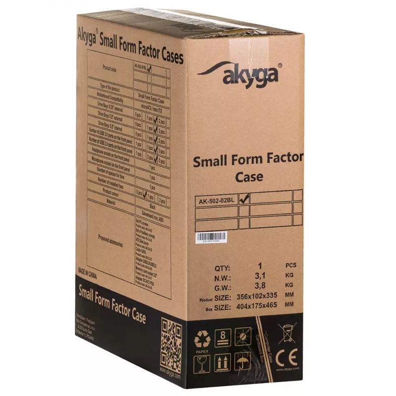 Akyga AK-502-02BK Midi Tower datora korpuss melns