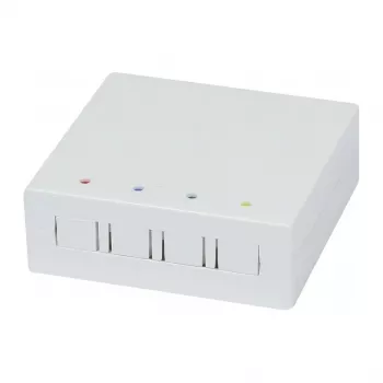 Synergy 21 FTTH sienas kaste 4 SC-S vai LC-D adapteriem, 80x80mm ar kabeļu pārvaldību, DIN-sliedes/sienas, krimpēšana