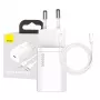 Baseus Super Si Quick Charger 20W USB-C ar kabeli (balts)