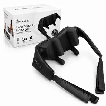 EXTRALINK SmartLife Bezvadu Kakla, Plecu un Muguras Masieris ar Shiatsu 8 Mezgliem, Infrasarkano Siltumu, 2000mAh Akumulatoru, 25W