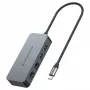 CONCEPTRONIC USB-C uz 2x Gigabit Ethernet + 2x USB-A 3.2 Gen 1 adapteris, 0,3 m, pelēks