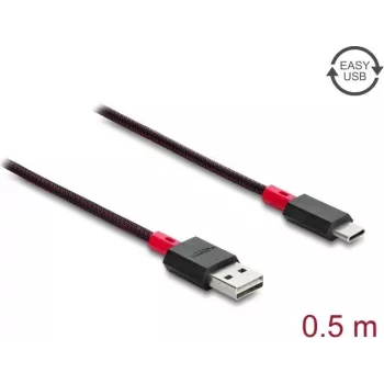 Delock EASY-USB 2.0 kabelis USB Type-A vīrišķais uz USB Type-C vīrišķais 0,5 m Melns (81541)