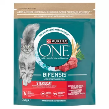 Purina ONE Sterilcat sausa kaķu barība Liellopu gaļa un kvieši 750g