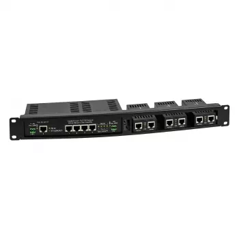 ALLNET 4-Port Gigabit LT-PoE 90W Nenodrošināts Slēdzis ar 19 inch 1HE Paneļa Plāksni