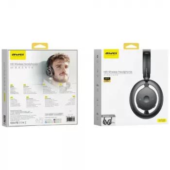 AWEI AT33 Bluetooth 6.0 bezvadu austiņas pār galvu - Melna