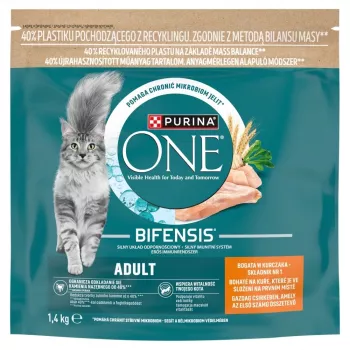 Purina ONE Adult kaķu barība ar vistu un veseliem graudiem 1.4 kg