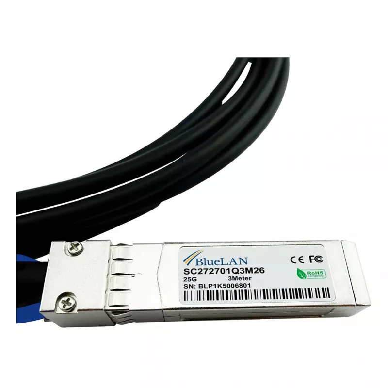 BlueOptics Networks 10520 saderīgs BlueLAN 25GBASE-CR pasīvs SFP28 tiešās pievienošanas kabelis, 1 metrs, AWG30