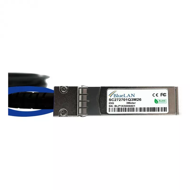 BlueOptics BlueLAN saderīgs HPE Aruba JL488A 25GBASE-CR pasīvais SFP28 tiešās pievienošanas kabelis, 3 metri, AWG26