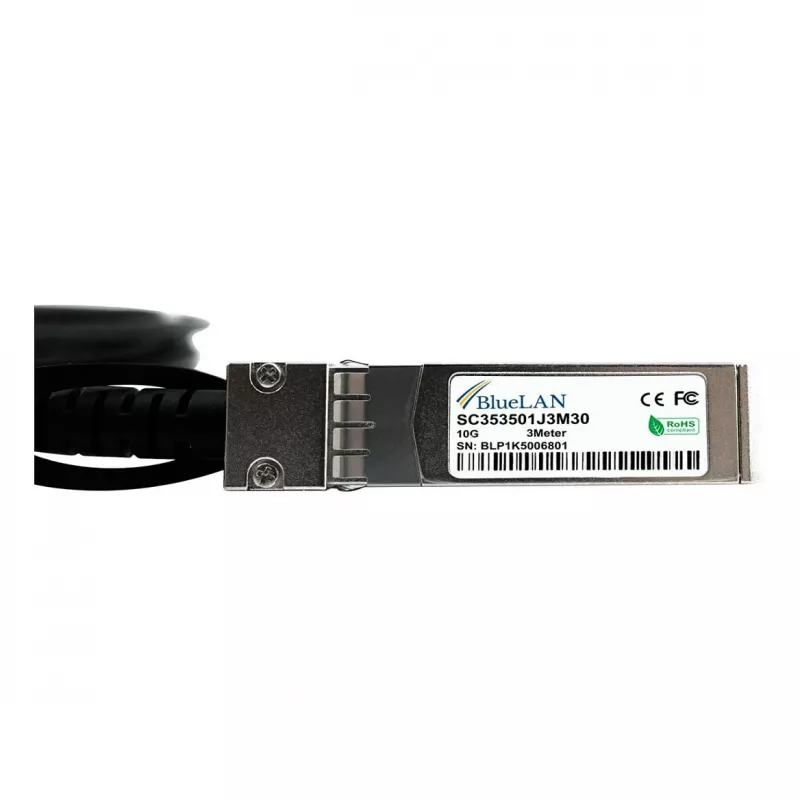 BlueOptics saderīgs Extreme Networks 10305 BlueLAN 10GBASE-CR pasīvais SFP+ uz SFP+ tiešās pievienošanas kabelis, 3m, AWG30 (10305-BL)