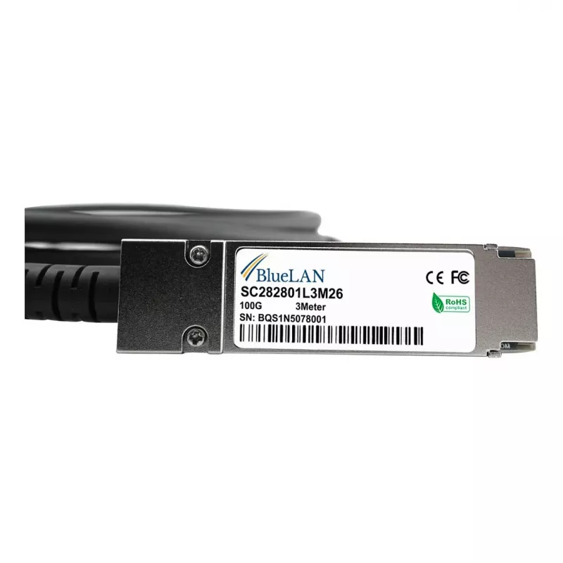 BLUELAN 10413-BL saderīgs Extreme Networks QSFP28 tiešās pievienošanas kabelis, 100GBASE-CR4, Infiniband EDR, 26AWG, 3m