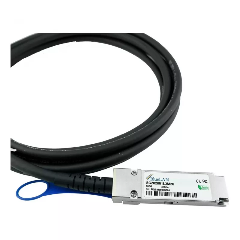 BLUELAN 10413-BL saderīgs Extreme Networks QSFP28 tiešās pievienošanas kabelis, 100GBASE-CR4, Infiniband EDR, 26AWG, 3m