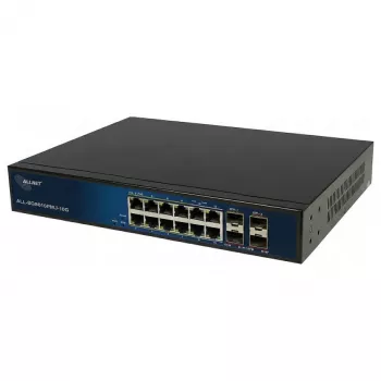 ALLNET ALL-SG8616PMJ-10G Layer 2+ pārvaldāms slēdzis, 16 porti (12x GbE, 4x SFP+), PoE budžets 130W, 8x PoE+, statīvā montējams