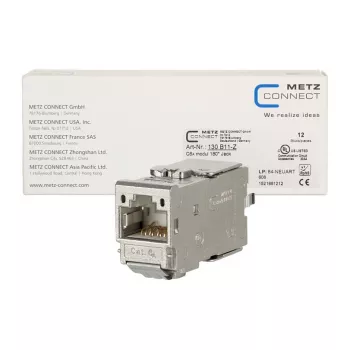 METZ CONNECT C6Amodul 180° RJ45 Keystone Module Cat.6A STP (12-pack) - Metālisks