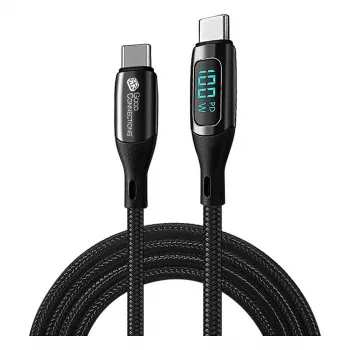 Good Connections USB 2.0 uzlādes un datu kabelis 100W ar digitālo displeju USB-C uz USB-C 1m Melns
