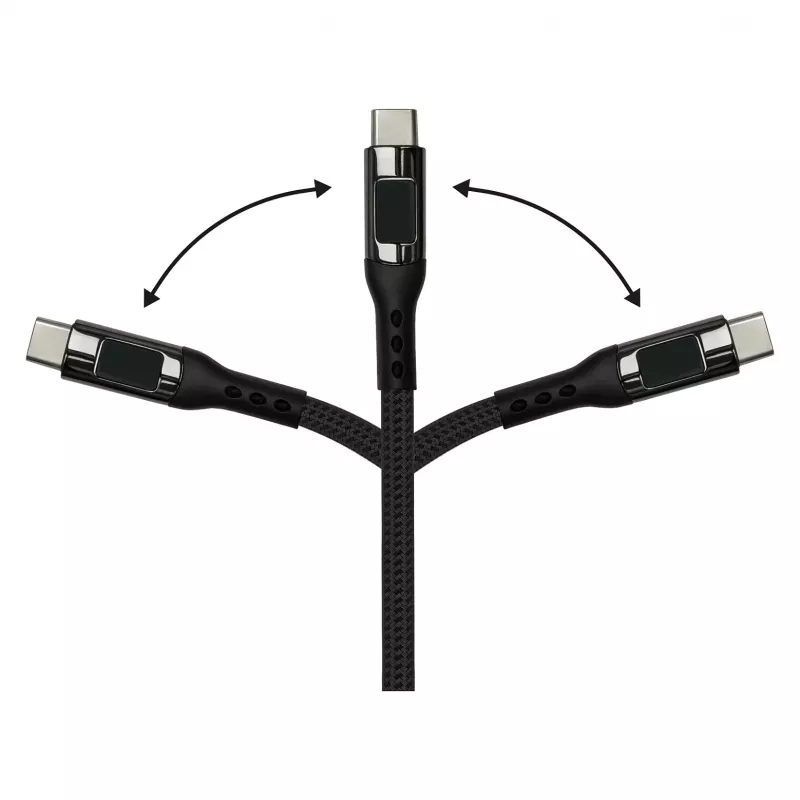 Good Connections USB 2.0 uzlādes un datu kabelis 100W ar digitālo displeju USB-C uz USB-C 1m Melns
